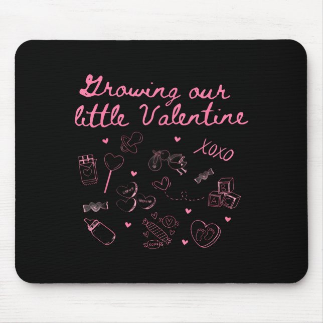 Growing Our Little Valentine Pregnancy Announcemen Mousepad (Vorne)