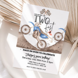 Growing up TWO FAST Blue Dirt Bike 2nd birthday Einladung