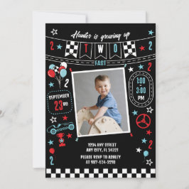 Growing Up Two Fast Racing Birthday Invitation Einladung