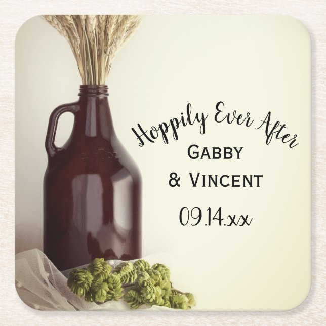 Growler, Hopfen und Brauerei Rechteckiger Pappuntersetzer (Vorderseite)