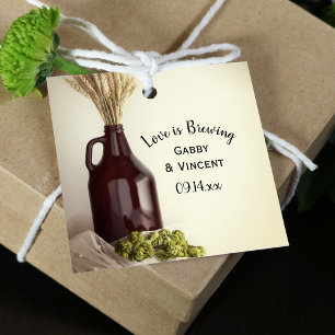 Growler, Hopfen und Weizen Liebe Brauen Hochzeit Geschenkanhänger