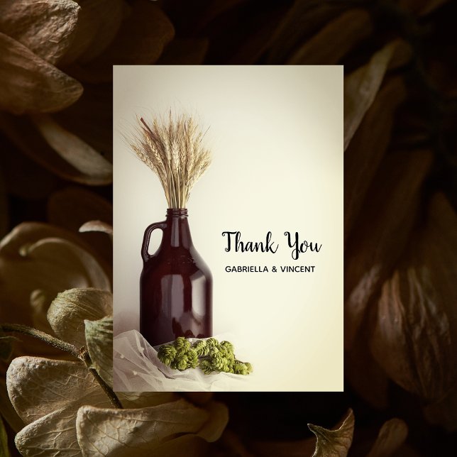 Growler, Hops und Brauerei Hochzeit Vielen Dank Dankeskarte (Von Creator hochgeladen)