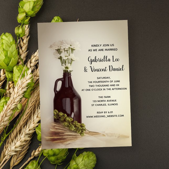 Growler, Hops und Daisies Brewery Wedding Einladung (Von Creator hochgeladen)