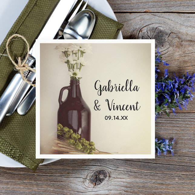 Growler, Hops und Daisies Brewery Wedding Serviette (Von Creator hochgeladen)
