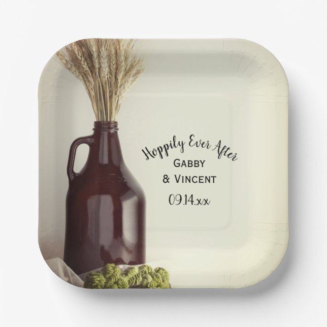 Growler Hops Weizen hoffnungslos je nach Hochzeit Pappteller (Vorderseite)