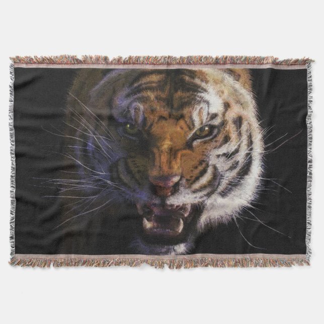 Growling Bengalisch Tiger für Große Katzen Liebhab Decke (Vorderseite)