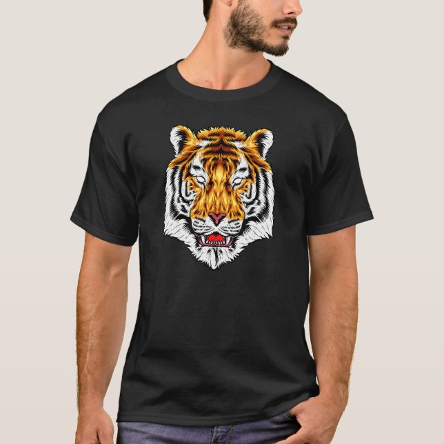 Growling Mouth Funny Bengalisch Tiger Mens Frauen  T-Shirt (Vorderseite)
