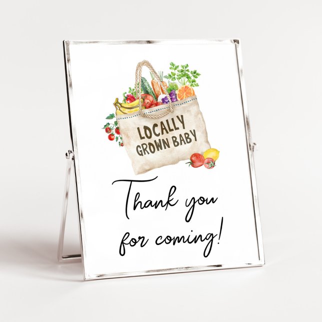 Grown Baby Shower Danke, dass Sie unterschreiben Poster (Farmers Locally Grown Baby Shower Sign)