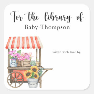Grown Baby Shower Exlibris - für die Bibliothek vo Quadratischer Aufkleber