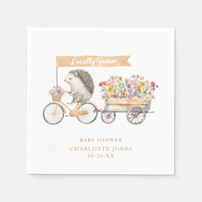 Grown Baby Shower Napkins Blumenkeller Igel Serviette (Vorderseite)
