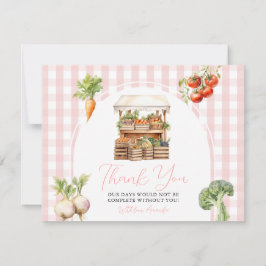 Grown Fresh Market Baby Shower Gingham Dankeskarte