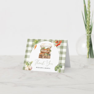 Grown Fresh Market Baby Shower Gingham Dankeskarte