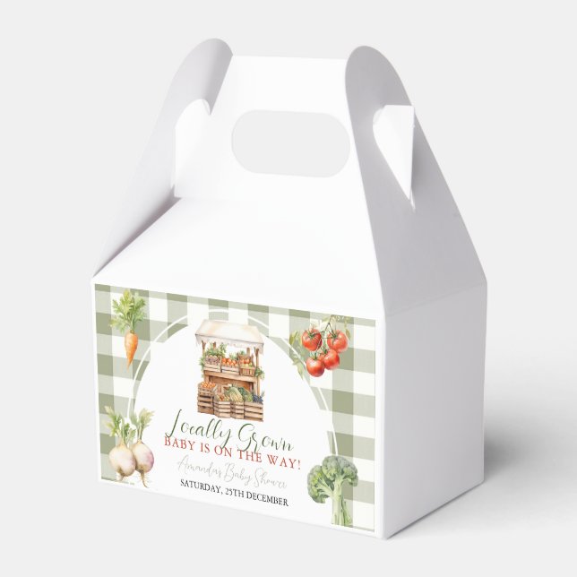 Grown Fresh Market Baby Shower Gingham Geschenkschachtel (Vorderseite)