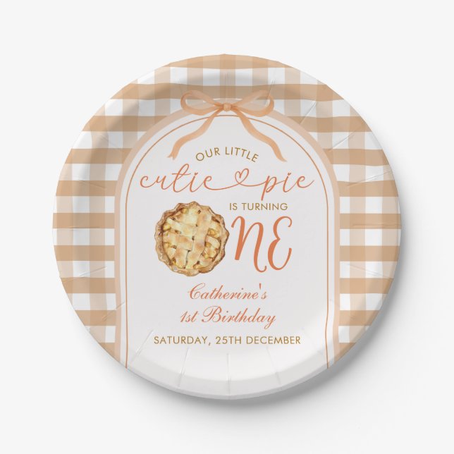 Grown Fresh Market Baby Shower Gingham Pappteller (Vorderseite)