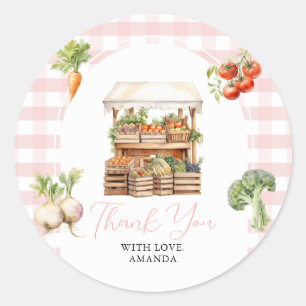 Grown Fresh Market Baby Shower Gingham Runder Aufkleber