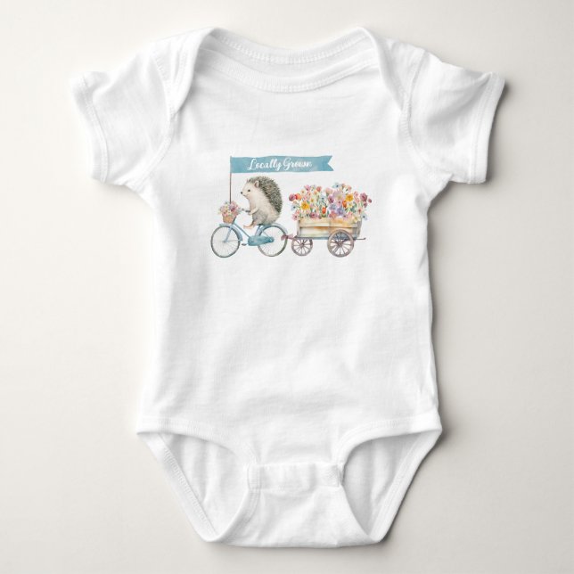 Grown Igel Baby Bodysuit - Blau Strampler (Vorderseite)