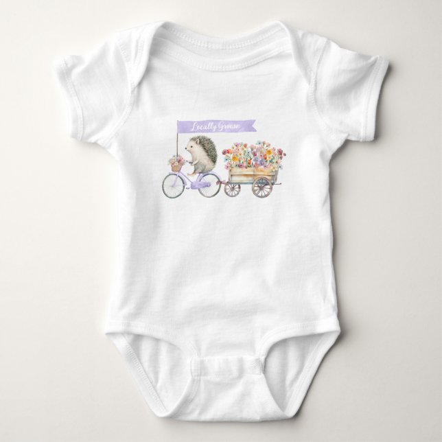 Grown Igel Baby Bodysuit - Lavendel Strampler (Vorderseite)