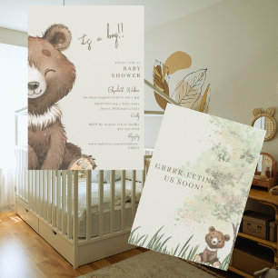 Grrrr-eeeting uns bald Bär Es ist ein Junge Baby-P Einladung