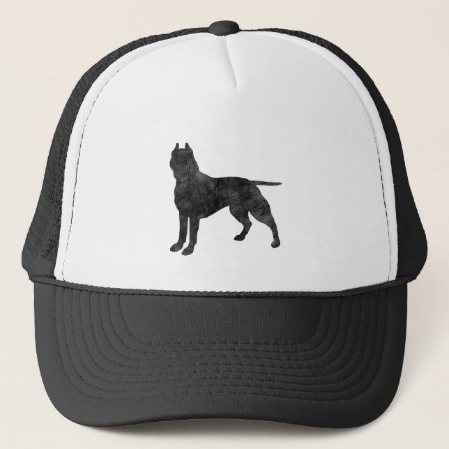Gruben-Stier-Hundegrunge-Silhouette Truckerkappe (Vorderseite)