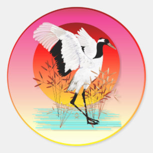 Grue à couronne rouge et réglage des stickers à so
