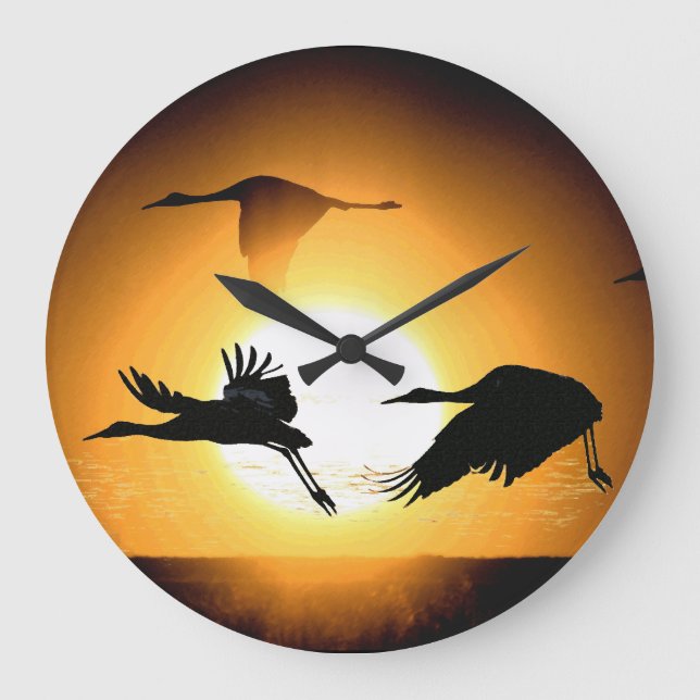 Grue de Sandhill Oiseaux Faune Animaux Horloge mur (Recto)