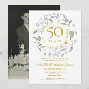 Gruengesteck Goldene Hochzeit 50. Jubiläumsfoto Einladung
