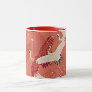 Grues japonaises Rouge Kimono Mug à deux tons