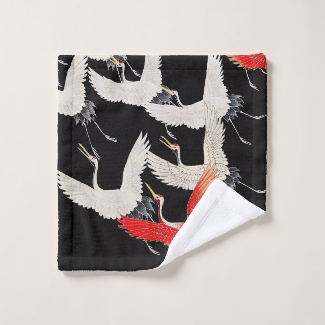 Grues volantes : Japonais Bird Kimono Art (Gant de toilette)