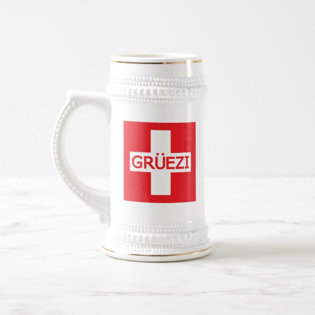 Gruezi Switzerland Flag Bierglas (Links)