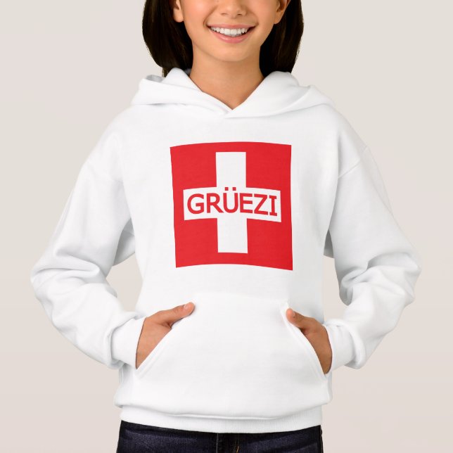 Gruezi Switzerland Flag Hoodie (Vorderseite)