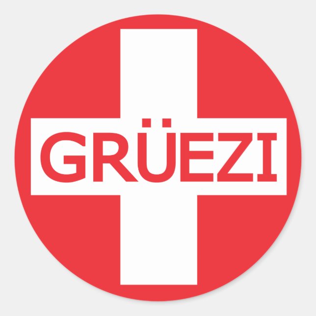 Gruezi Switzerland Flag Runder Aufkleber (Vorderseite)