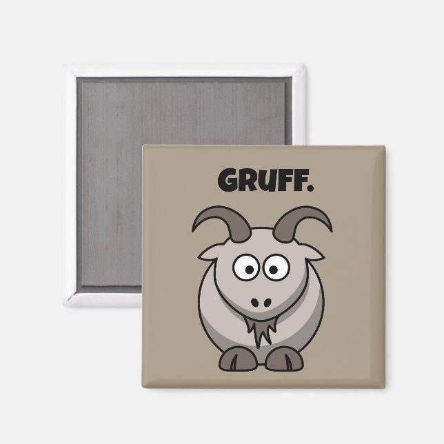 Gruff Gray Goat Funny Fairy Tale Cartoon Magnet (Vorderseite/Rückseite)