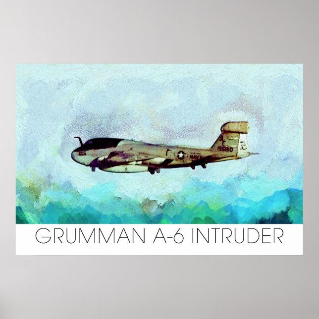 Grumman A-6 Intruder gerendert in Paint nicht Foto Poster (Vorne)