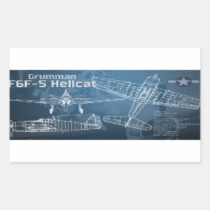 Grumman F6F Hellcat Blueprint Rechteckiger Aufkleber