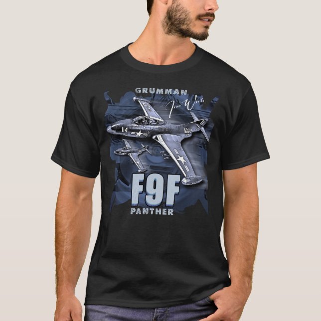 Grumman F9F Panther Carrier-Based Jet Fighter T-Shirt (Vorderseite)