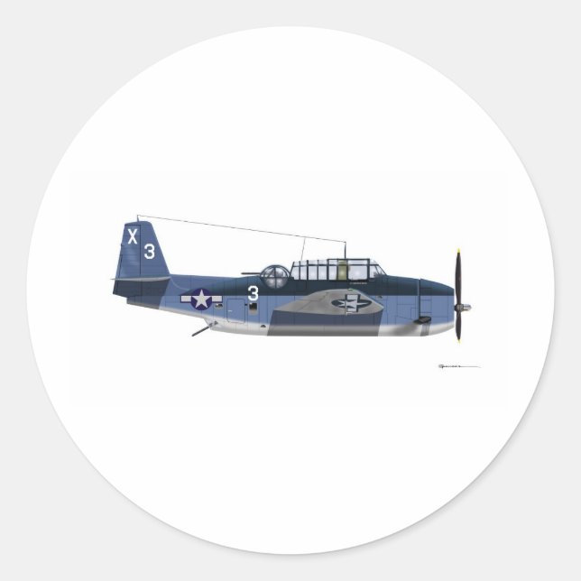 Grumman TBM Avenger Runder Aufkleber (Vorderseite)