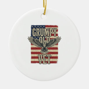 Grummeliger Alter Veteranen Patriotischer Adler Fl Keramik Ornament