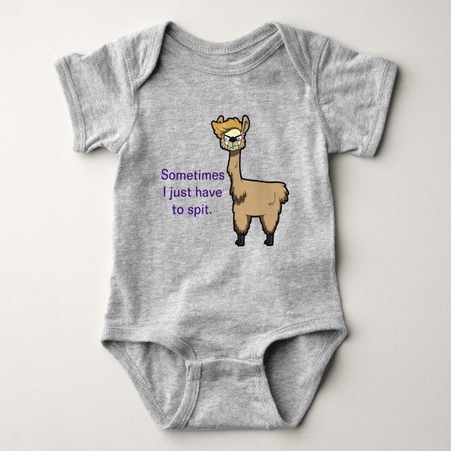 Grump Llama Baby Strampler (Vorderseite)