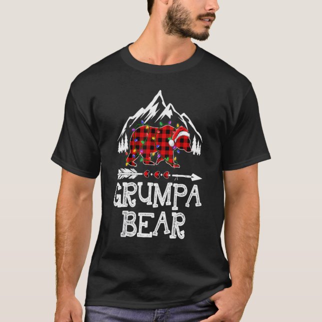 Grumpa Bear Buffalo Plaid Matching Family Christma T-Shirt (Vorderseite)