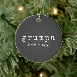 Grumpa Lustiger mürrischer Opa in Schwarzweiß Keramik Ornament