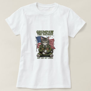 Grumpaw the Patriot - Funny Angry Cat T - Shirt