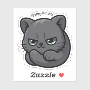 Grumpige, aber Niedliche, schmutzige Katze-Illustr Aufkleber