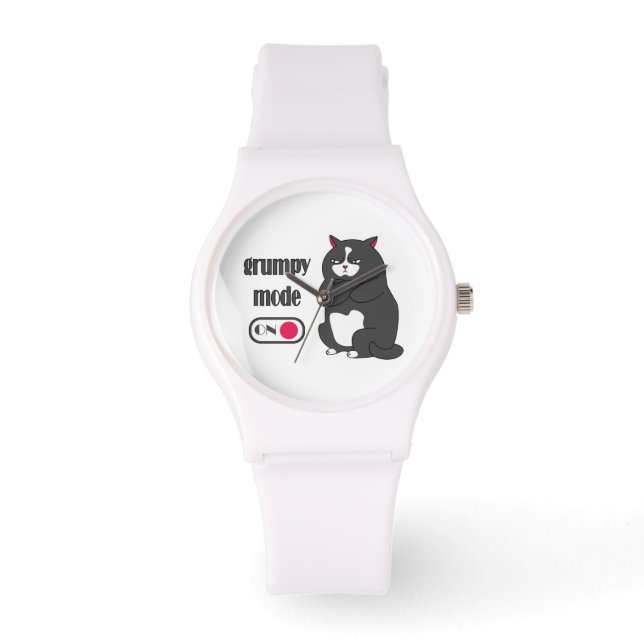 Grumpiger Modus bei lustiger, dicker Katze Armbanduhr (Vorderseite)