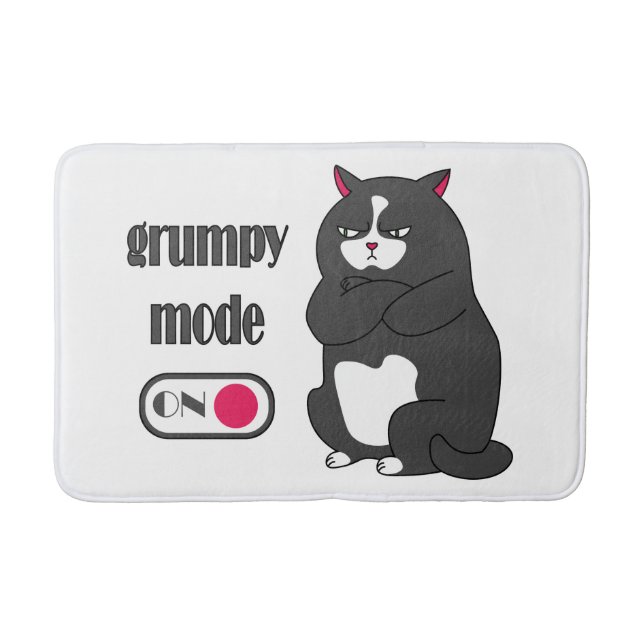 Grumpiger Modus bei lustiger, dicker Katze Badematte (Vorderseite)