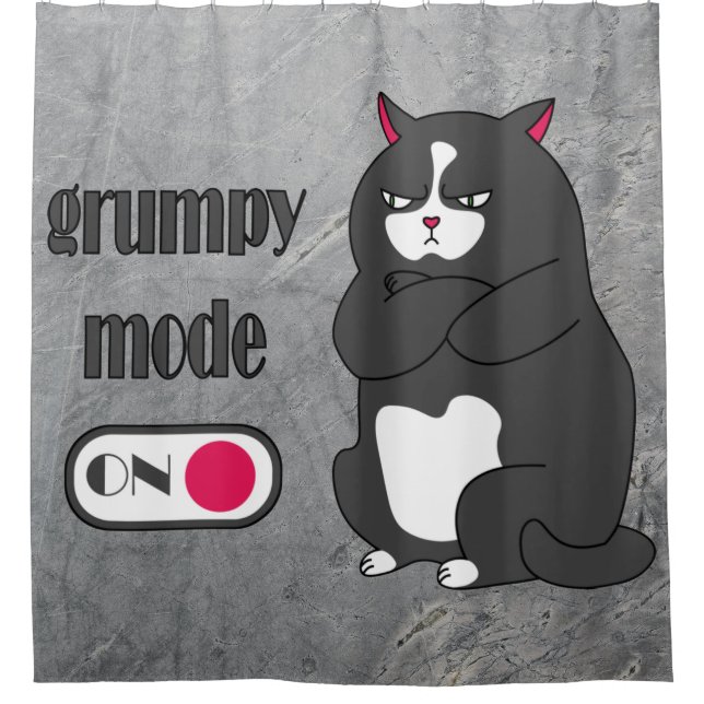 Grumpiger Modus bei lustiger, dicker Katze Duschvorhang (Vorderseite)