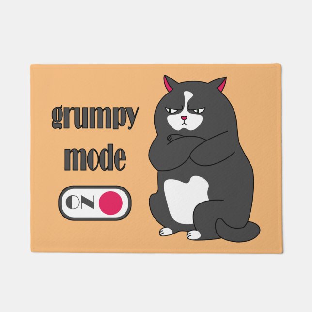 Grumpiger Modus bei lustiger, dicker Katze Fußmatte (Vorderseite)