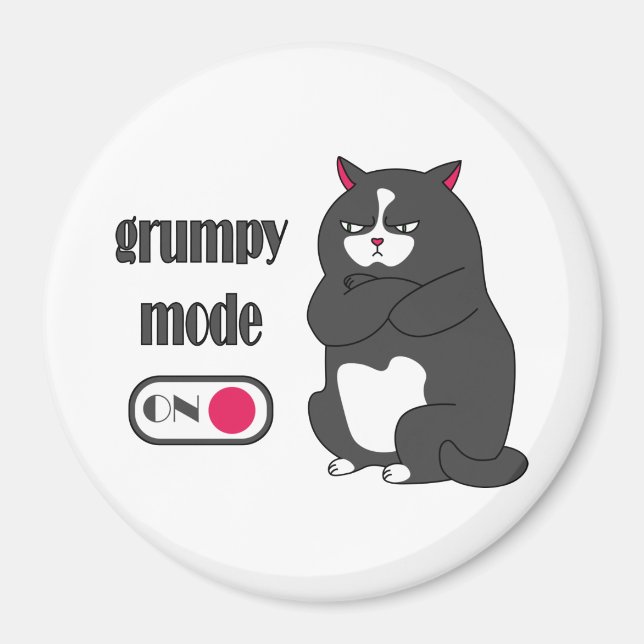 Grumpiger Modus bei lustiger, dicker Katze Magnet (Vorne)