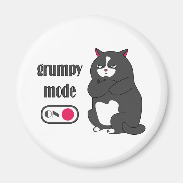 Grumpiger Modus bei lustiger, dicker Katze  Magnet (Vorne)