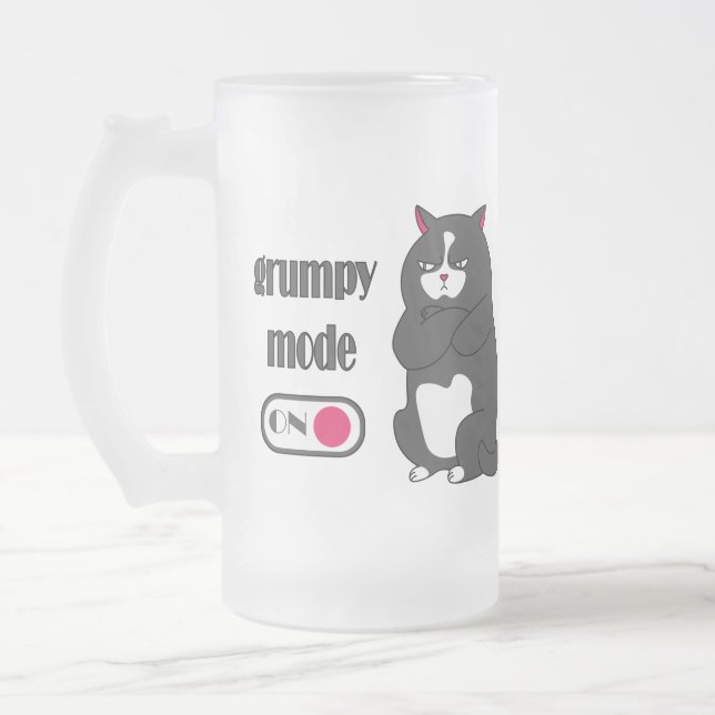 Grumpiger Modus bei lustiger, dicker Katze Mattglas Bierglas (Links)