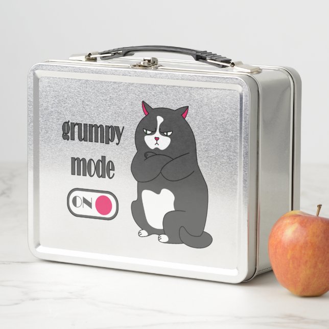 Grumpiger Modus bei lustiger, dicker Katze  Metall Brotdose (Beispiel)